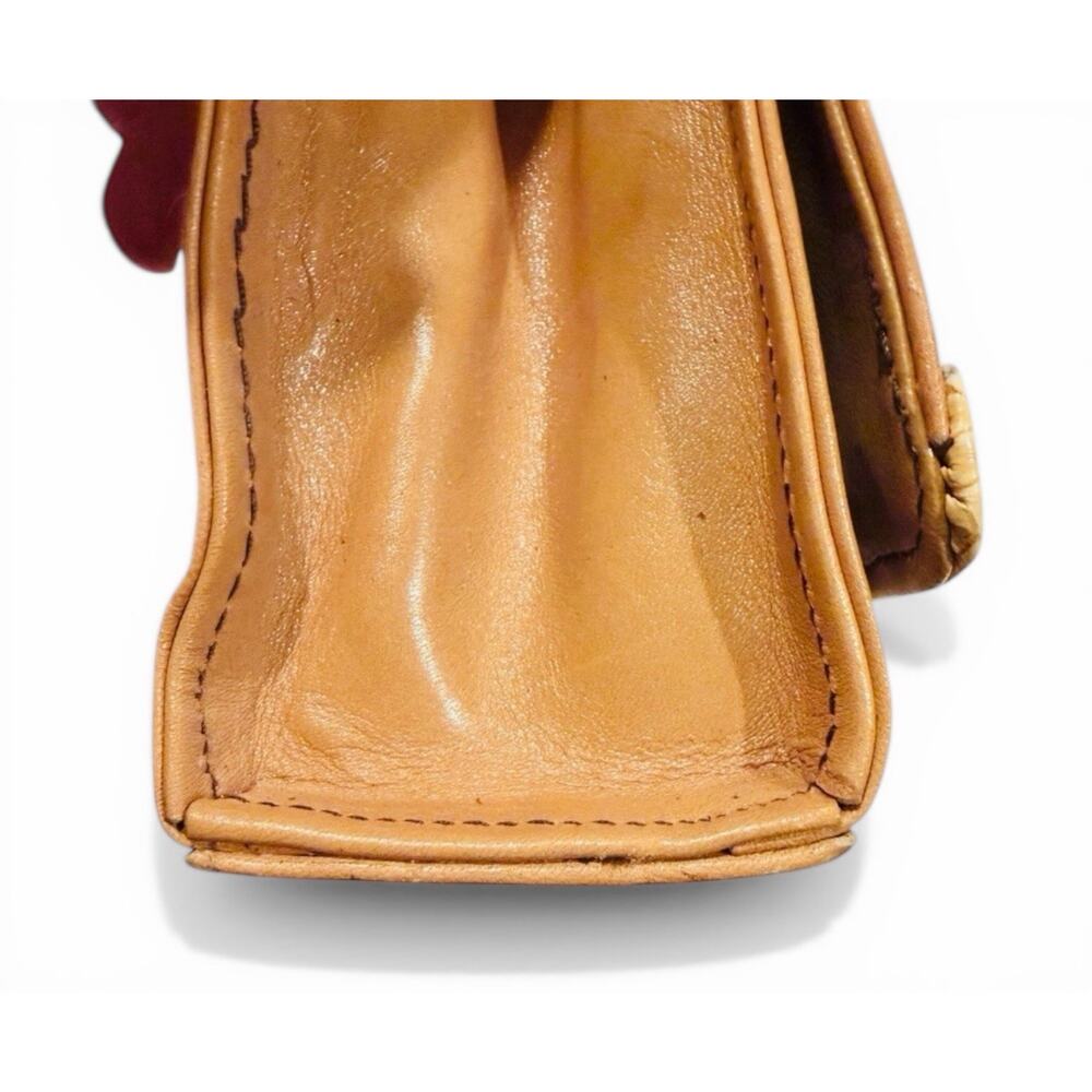 1970’s Vintage Leather Purse Burdines Brown Tan Shoulder Bag Exotic Snake Skin - Picture 5 of 8